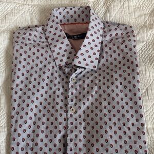 Stone Rose White and Red Patterned Shirt with detailed sleeve